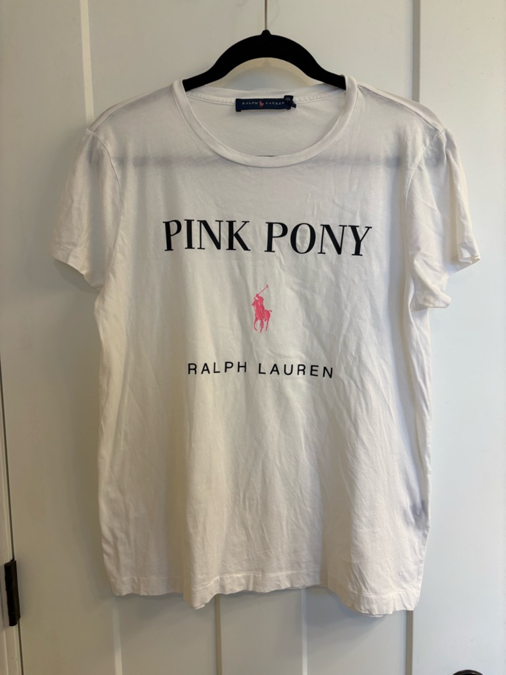 Ralph Lauren White Tee with Pink Polo Logo